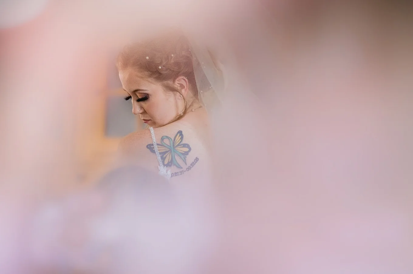 Brides look over the shoulder