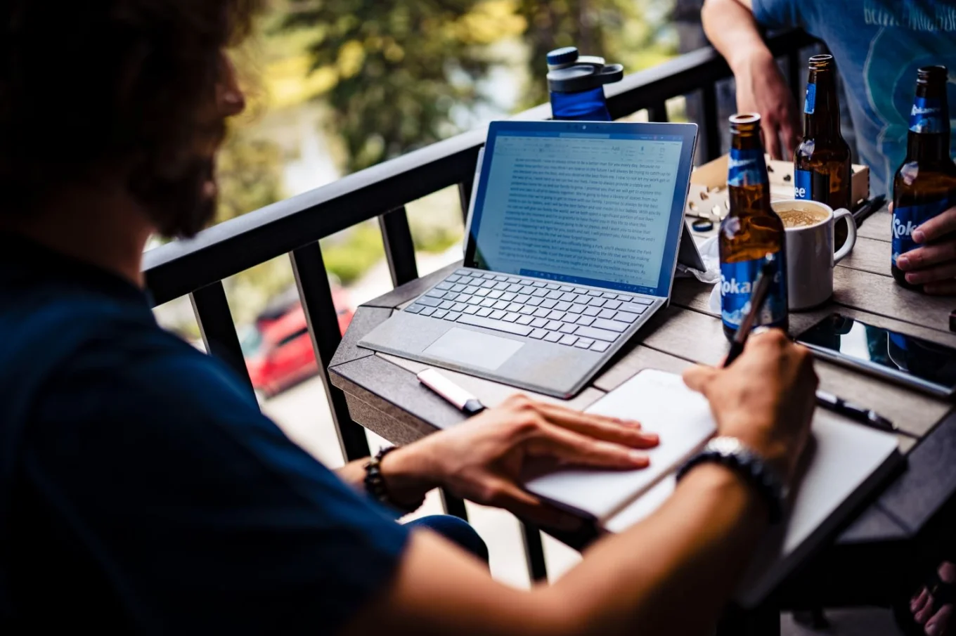Groom writes his speak before wedding in Banff.