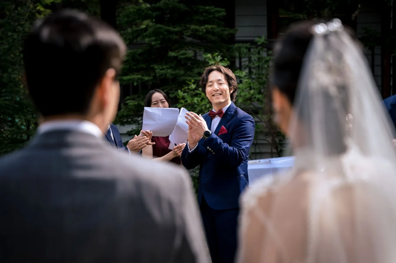 First look during wedding ceremony in the Canadian Rocky Mountains