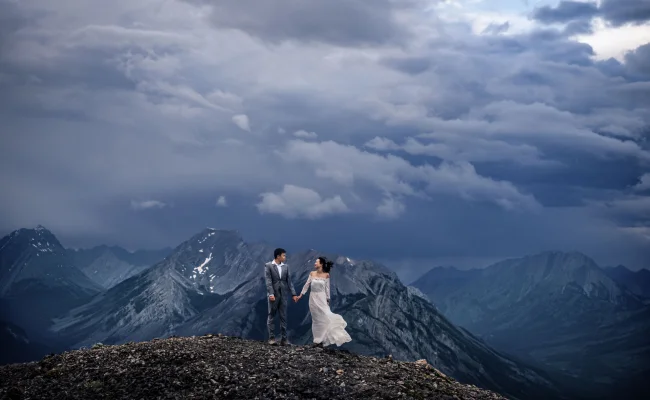 Pre-Wedding Hiking Adventure photograph during the stormy day.