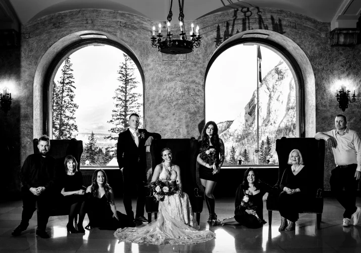Unique, royalty family portrait at the Fairmont Banff Springs.