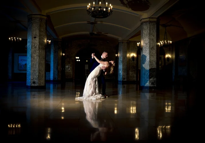 First dance at the Fairmont Banff Hotel captured by Bnaff Wedding photographer.