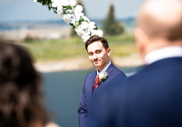Groom's first look.