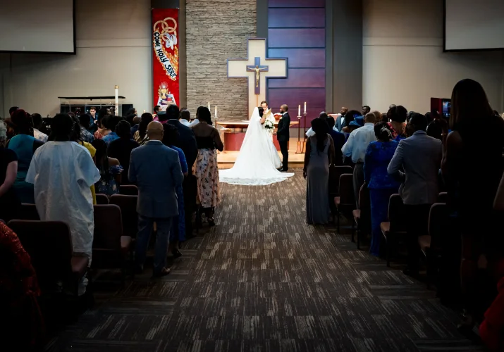 Catholic wedding ceremony in the church.