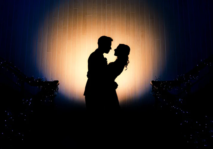 silhouette of the newlyweds at the Calgary Reception