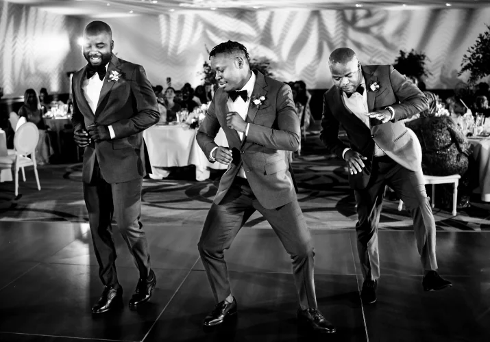 groomsmen dance at the Nigerian wedding in Calgary