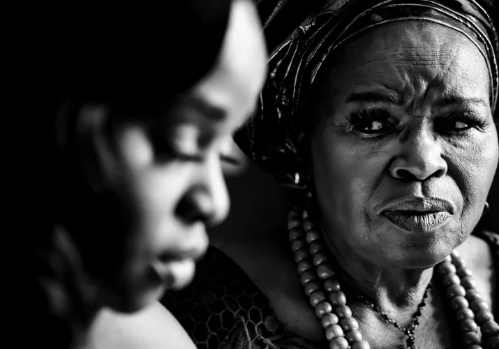 Mother looks at his daughter which will be getting married.