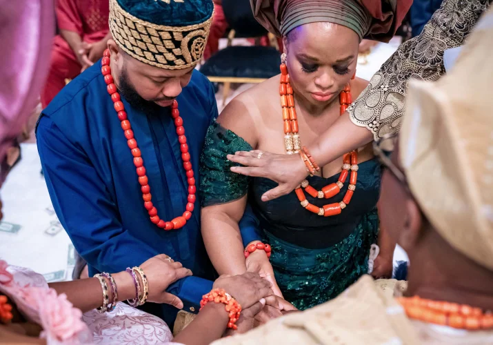 parents give a blessing to the Nigerian couple before the wedding in Calgary