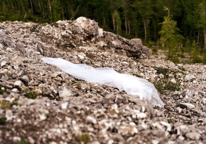 The veil on the ground.