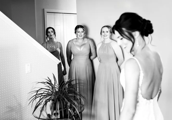 First look with the bridesmaids.