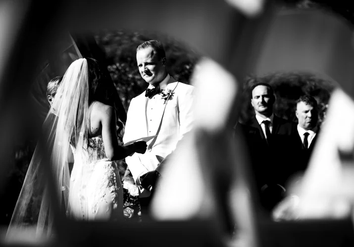 Shoot through the chairs of the wedding ceremony in Calgary
