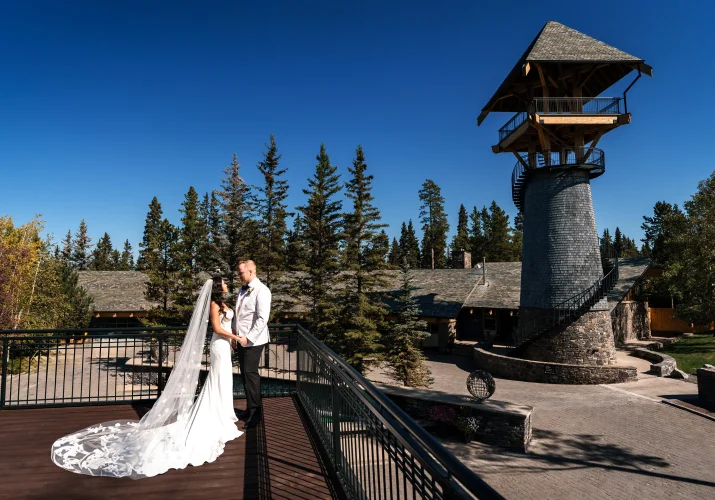 Calgary Wedding Photography on the balcony