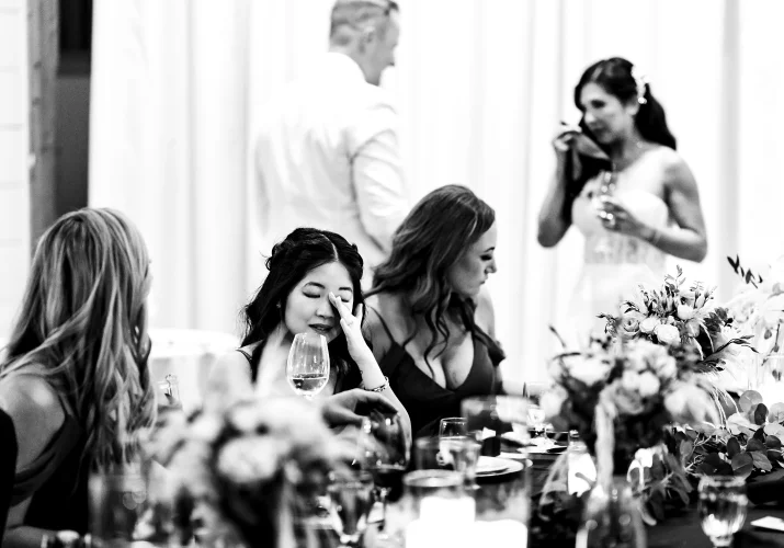 Maid Of Honour cries during Calgary Wedding Reception