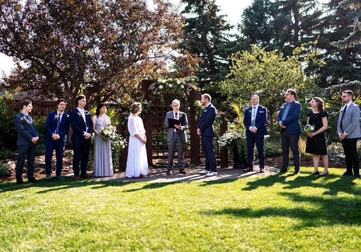Canadian Wedding Ceremony under the huge colourful trees