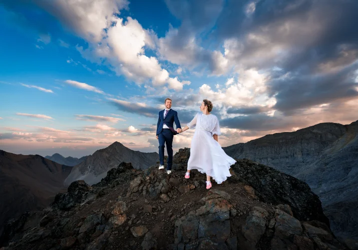 Canadian Adventure Photography of the bride and groom on the top of the mountain