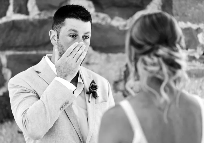 The groom cries while exchanging the vows.