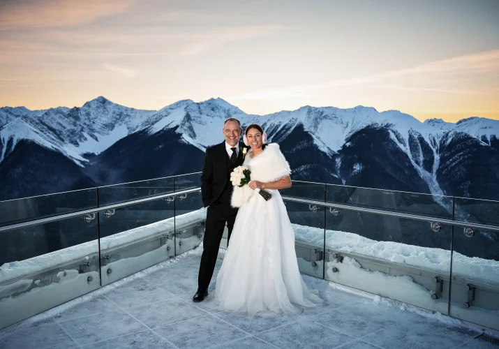 Banff Wedding Photography of the bride and groom in the Canadian Rockies.