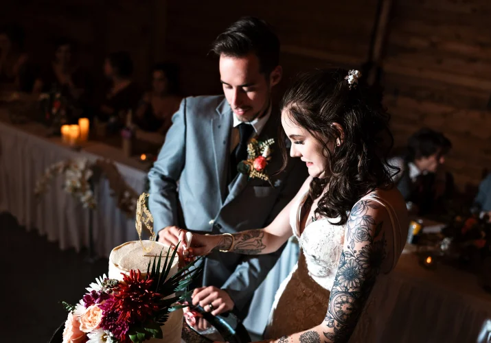 Cake cutting at the Calgary Wedding