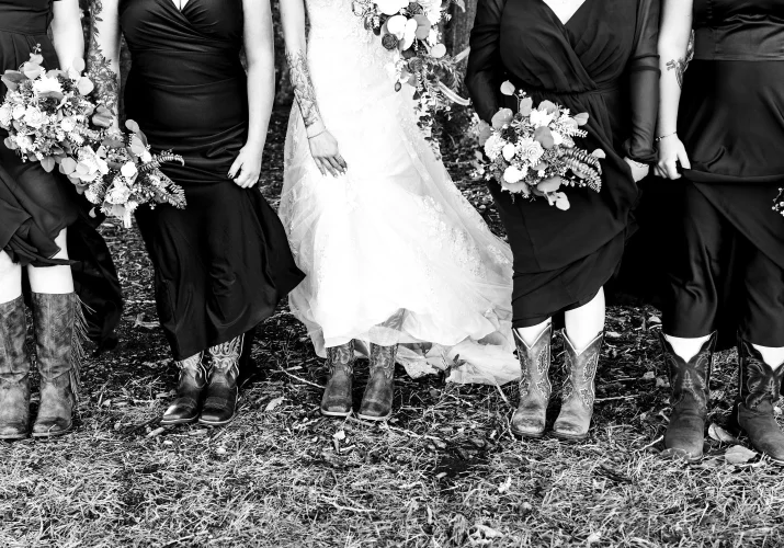 Cowboy shoes of the bridal party on the Calgary wedding day