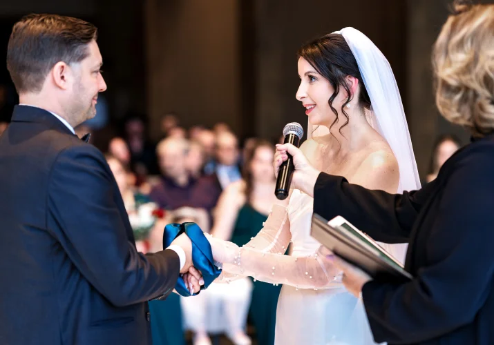 bride read her vows at the Canmore Wedding