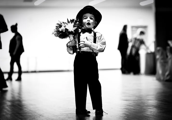 Ring Bearer carry the brides bouquet.