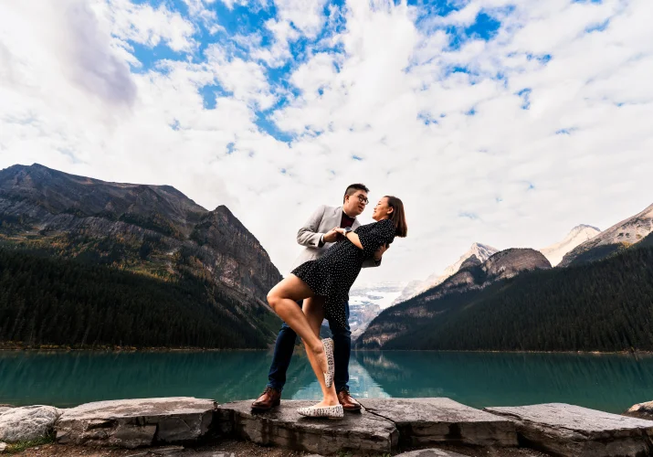 Wedding dip at Lake Louise