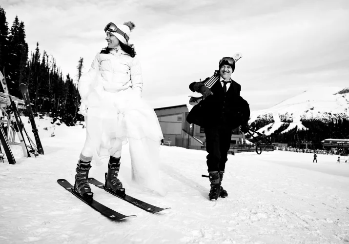 Banff Adventure Photography of the newlyweds at Sunshine Village in Banff