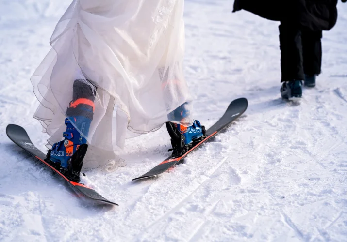 Ski and wedding dress