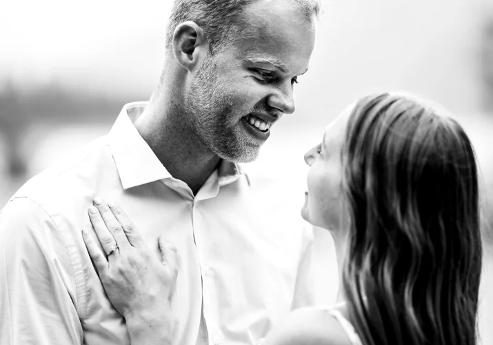 Man look with love on his fiancee