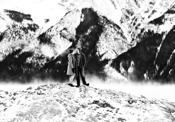 Black and white wedding photography in Banff.