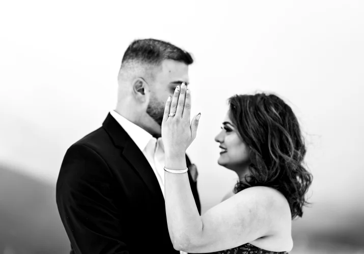 Lady shows her hand with the engagement ring
