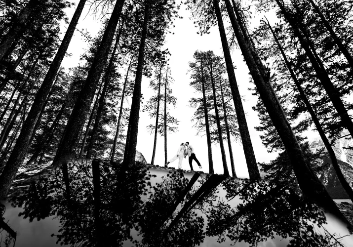 Banff Engagement Photography of the couple in love in the Banff's forest