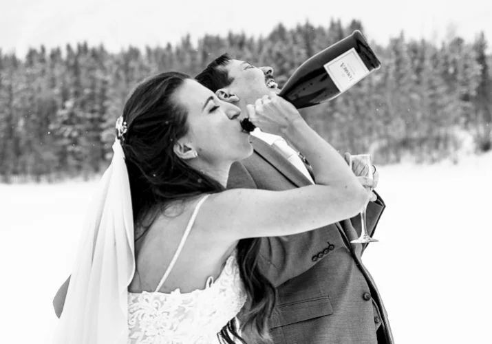 unique Banff winter wedding photography