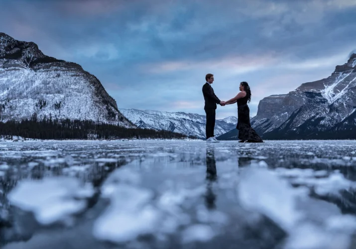 Banff winter engagement session with 4Eyes Photography.