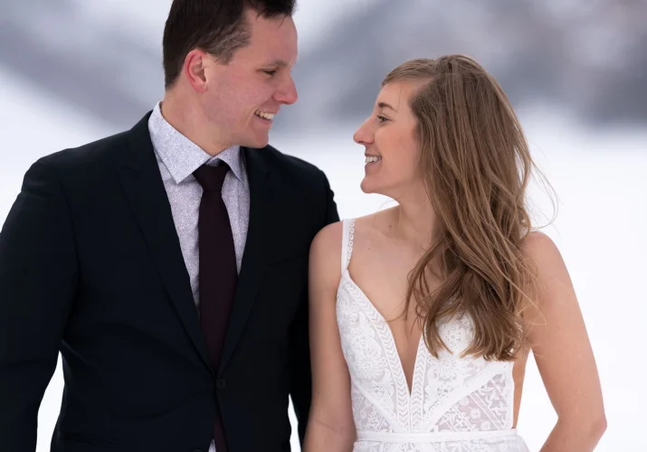 Happy bride and groom at their Banff Wedding