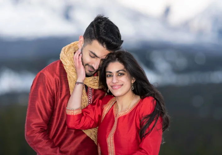 Newlyweds portrait in Banff.