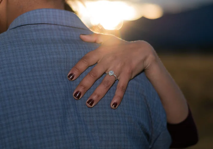 Gold engagement ring.