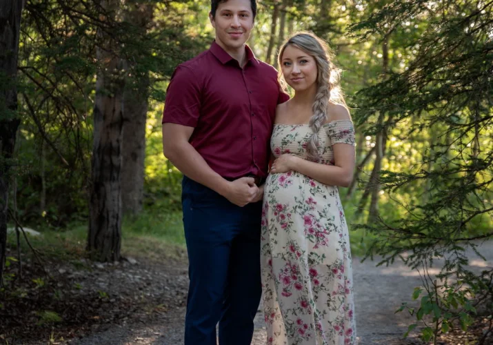 Maternity session in the forest in Banff.