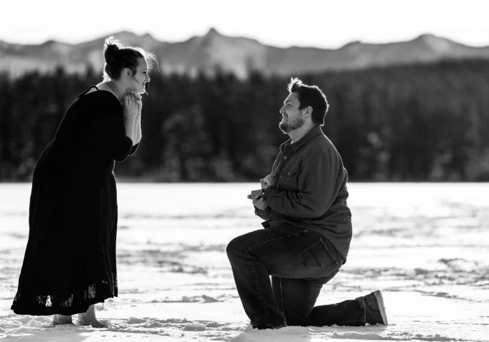 Romantic marriage proposal in Banff.