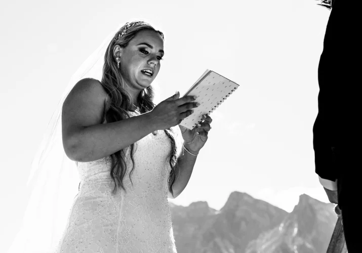 Bride's speech during wedding ceremony in Banff