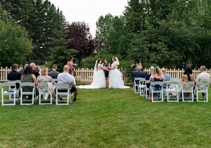 Calgary Wedding Photography during the romantic ceremony at Bow Valley Ranche