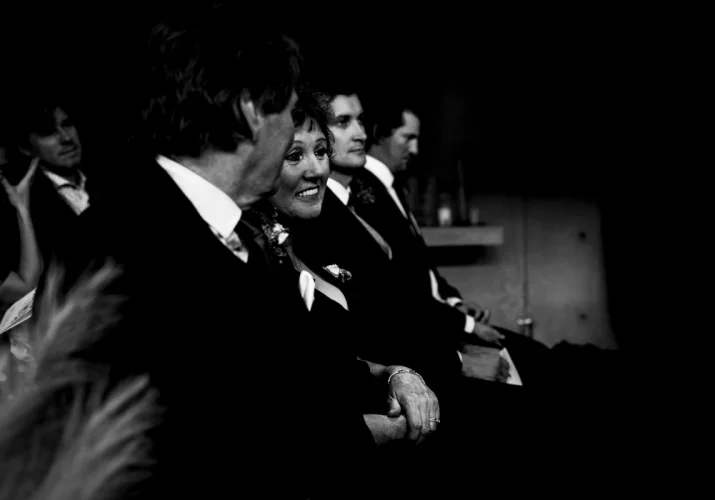 Guest sitting in the church during wedding.