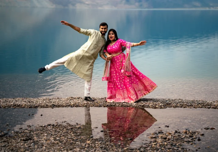 Indian couple dance at bow lake