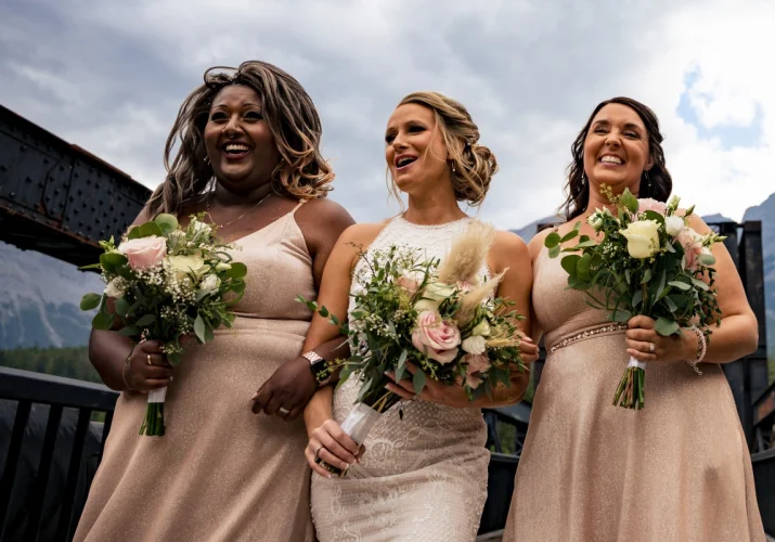 Calgary Wedding Photography - bride and her girlfriends having fun on their bridal party.
