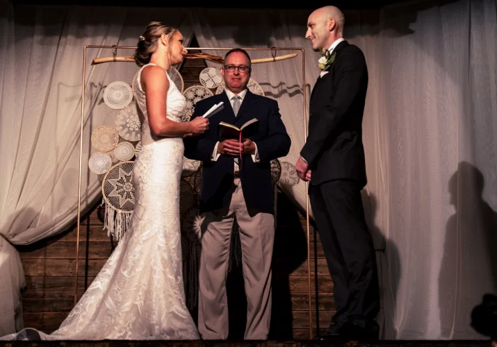 Bride is reading a Wedding vows for her future husband