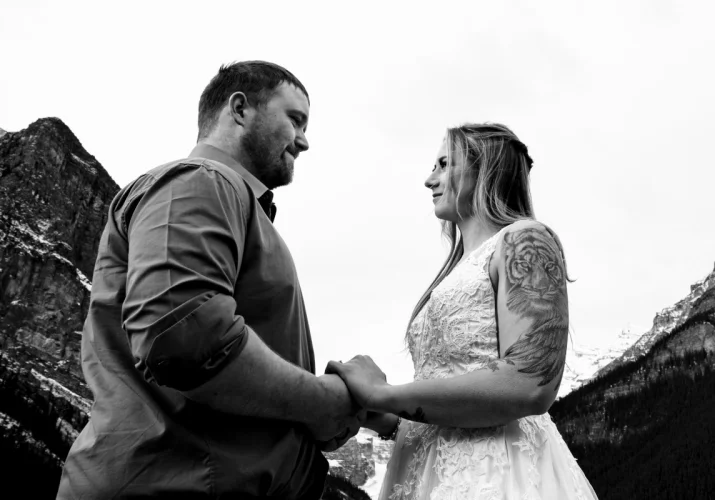 Vow exchange during touching elopement .