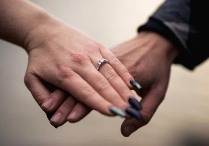 engagement ring on the hand