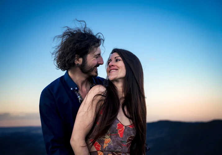 Romantic portrait holding each other.