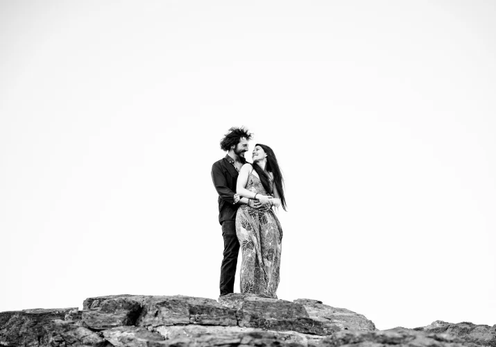 Two lovers hugging each other during pre-wedding session.