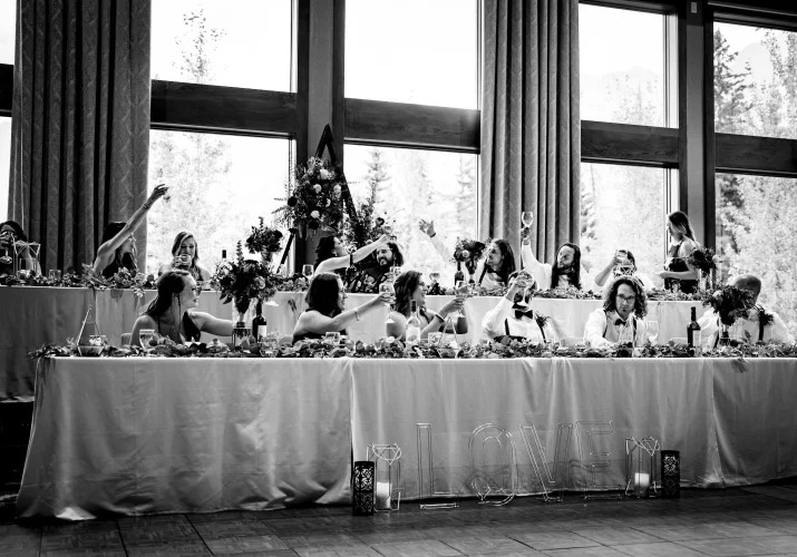 Toast at the reception in Banff.